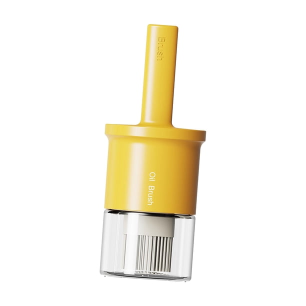 Cepillo de silicona para botella de aceite, recipiente medidor de aceite, cepillo portátil para cocinar y hornear, para barbacoa, parrilla doméstica, Amarillo BLESIY Cepillo de botella de aceite de silicona