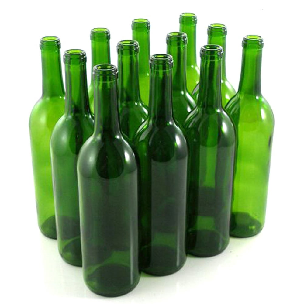 Green Wine Bottles, 750 ml Capacity (Pack of 12)