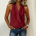 thumbnail image 3 of YYDGH Women's V Neck Wrap Front Side Tie Tank Top Sleeveless Cotton Linen Casual Tops Summer Vacation Loose Fit Blouses, 3 of 6