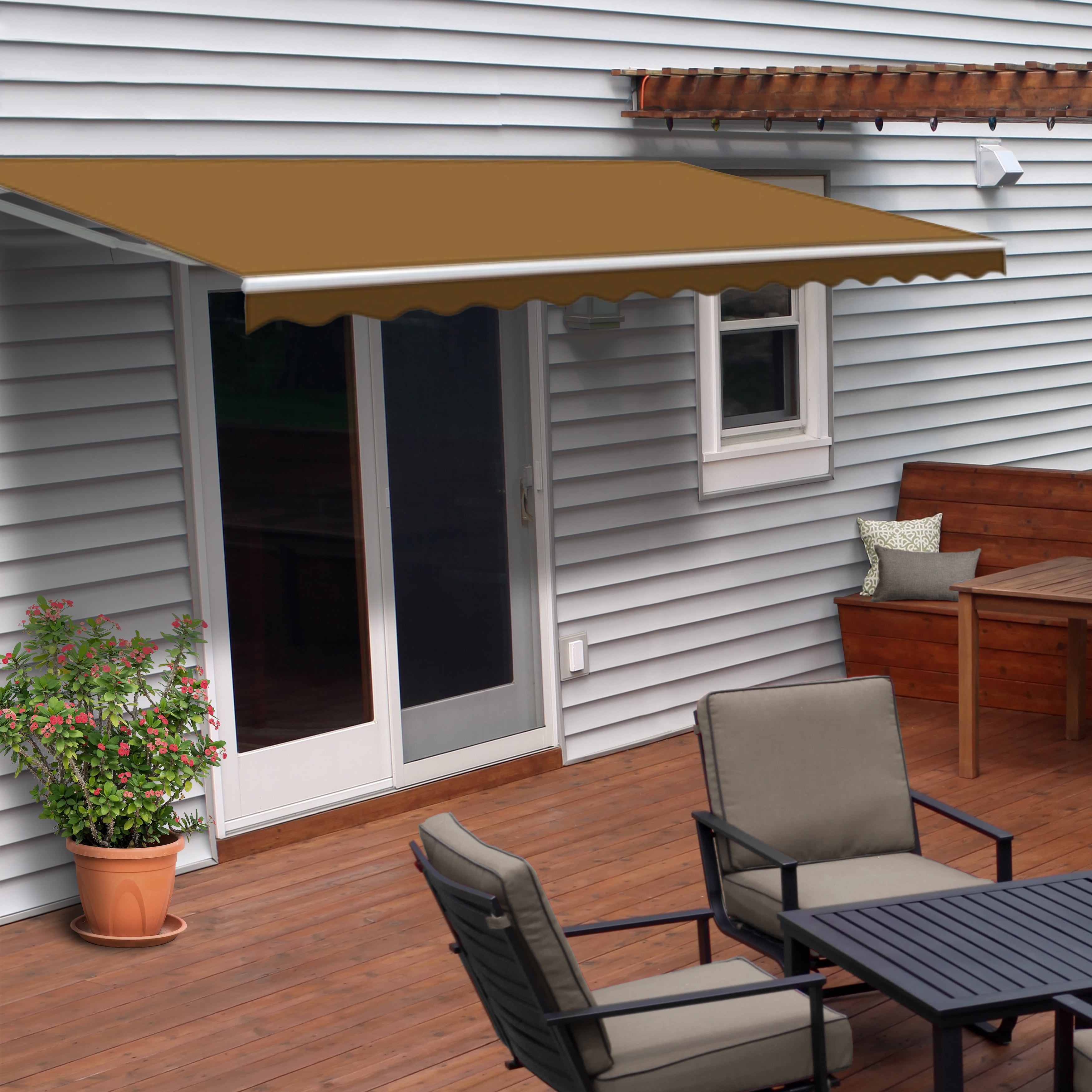 12x10/13x8 ft Retractable Awning Outdoor Patio Canopy Cover Deck Door Sunshade 