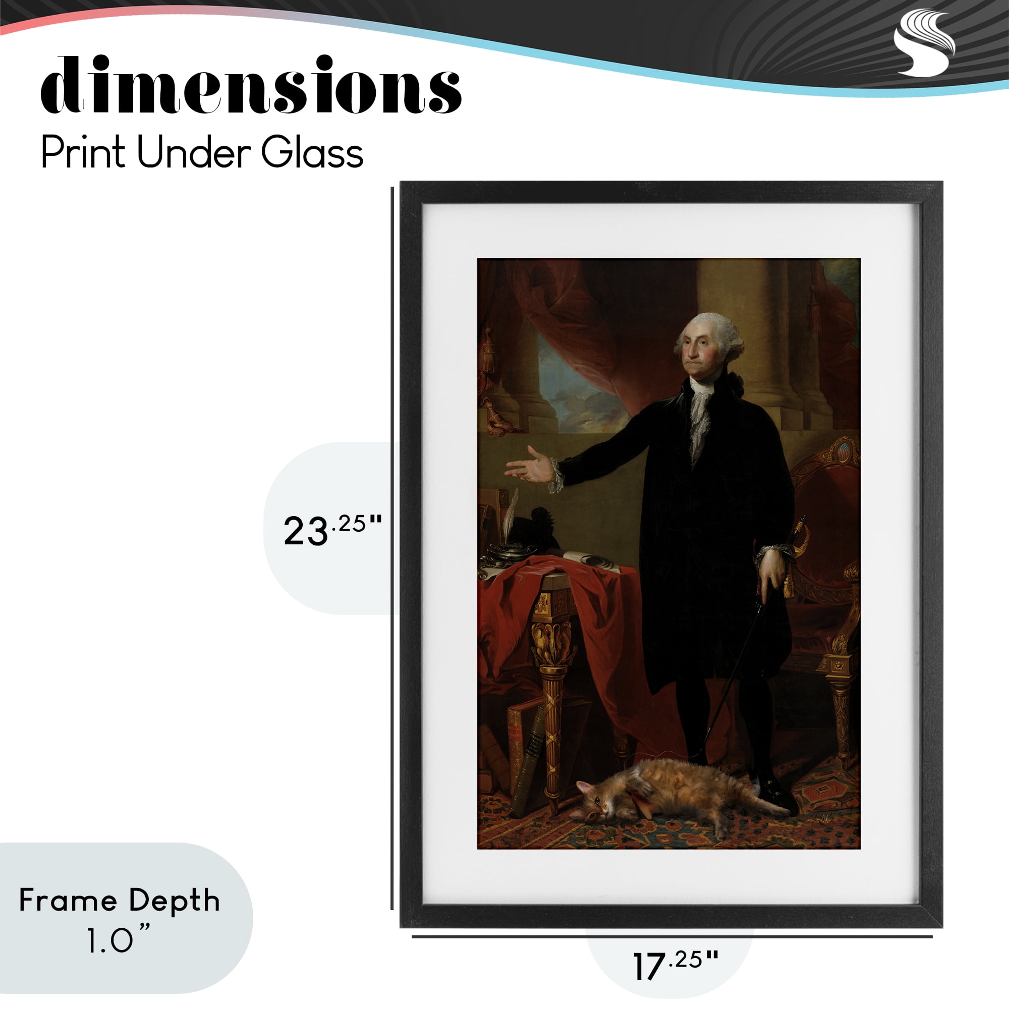 Stupell Industries Purrsuit Of Liberty Historical Cat Black Framed Print Under Glass, design by Sarah Adams