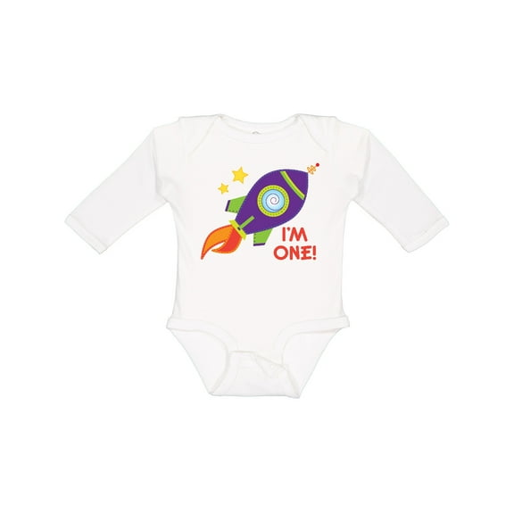 Inktastic 1st Birthday Rocketship One Year Old Boys or Girls Long Sleeve Baby Bodysuit