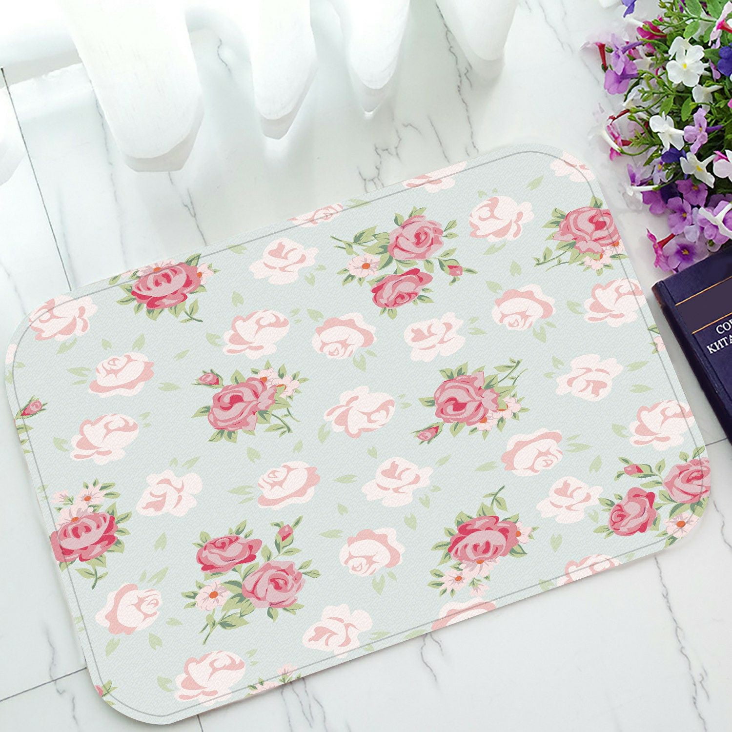 ECZJNT Floral vintage pattern Shabby chic rose Doormat ...