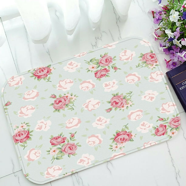ECZJNT Floral vintage pattern Shabby chic rose Doormat Bath Mat Rug