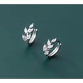 thumbnail image 6 of Solid 925 Sterling Silver CZ Leaf Hoop Earrings Huggie for Women Teens Leaf Cartilage Hoop Earrings Helix Earrings, 6 of 6