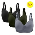 thumbnail image 2 of Olyvenn Women's Cotton Lightly Padded Seamless Plus Size Bras 3-Pack Full-Coverage Comfort Wirefree Brassiere Gray 40/90, 2 of 3