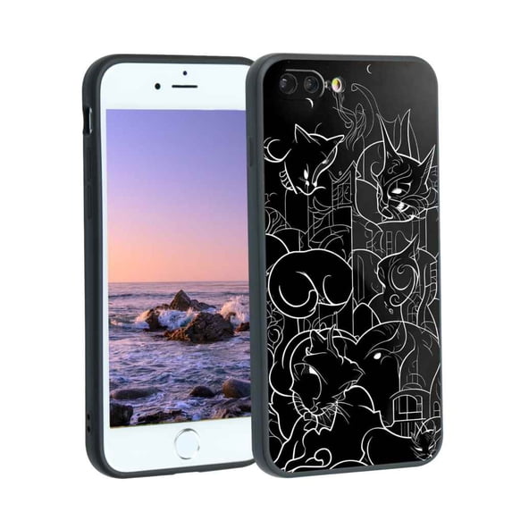 Black-Cats-78 Phone Case, Degined for iPhone 8 Plus Case Men Women, Flexible Silicone Shockproof Case for iPhone 8 Plus