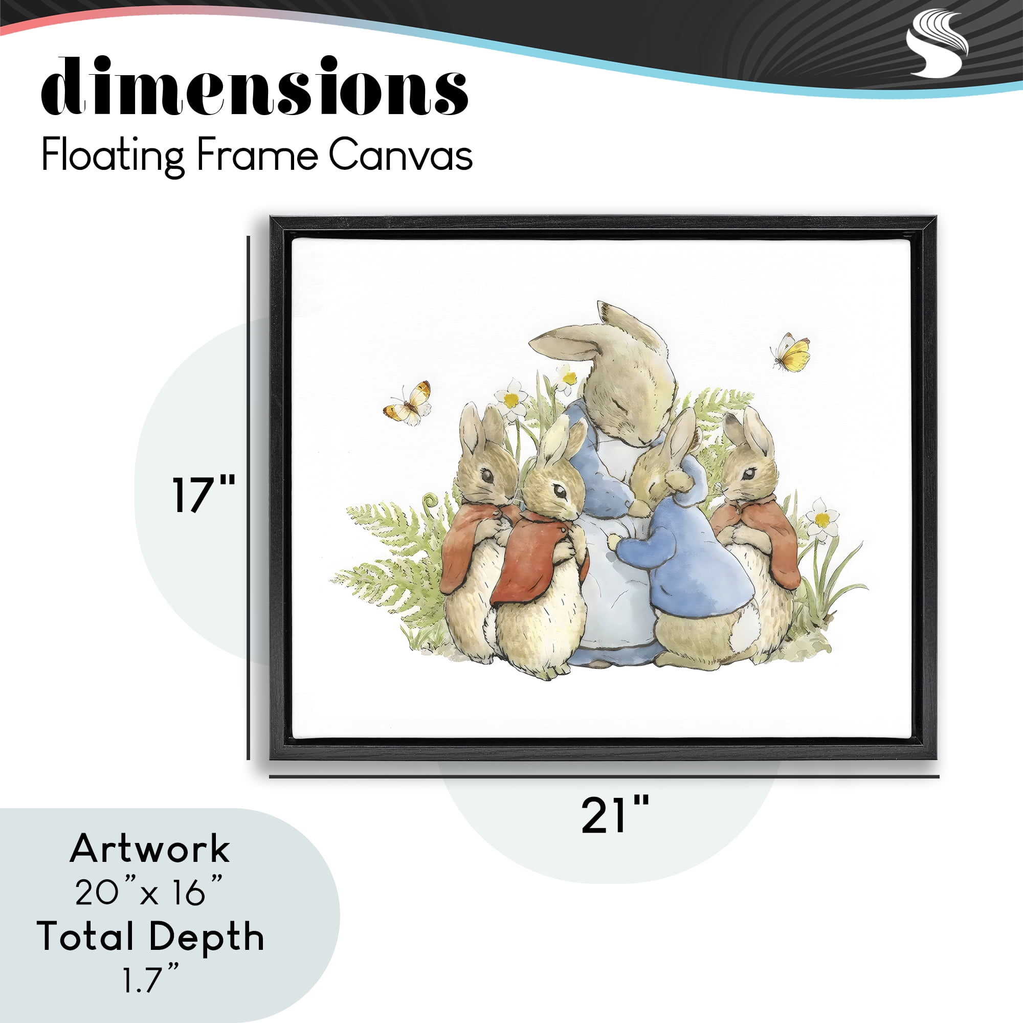 Stupell Industries Hugging Mother Rabbit Black Framed Floater Canvas Wall Art, design by Arlington Prints