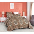 thumbnail image 4 of DaDa Bedding Rustic Earthy Cross Motif Folk Ogee Moroccan Scalloped Quilted Bedspread Set (JHW-944), 4 of 8