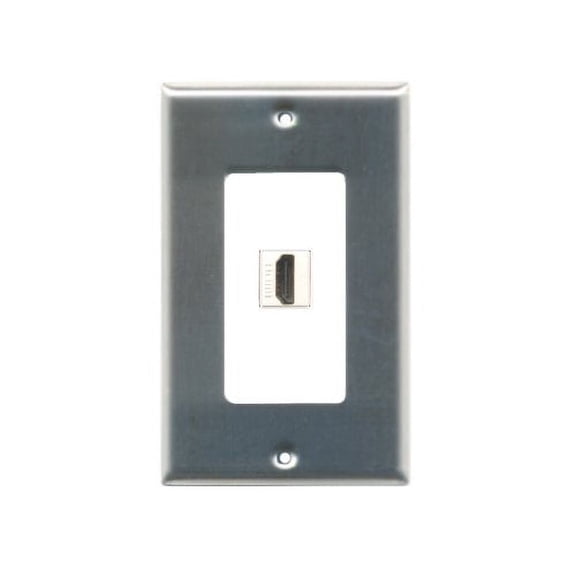 RiteAV - Stainless Steel 1 HDMI Port Wall Plate White Decorative