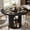 Black, variant on CHIC HOUSE 47" Round Dining Table with Storage Shelf, Farmhouse Fluted Kitchen Table with Removable Lazy Susan & Sliding Doors for Dining Room, Black