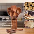 thumbnail image 4 of Juego de Utensilios de Cocina de Madera de Teca,9 Piezas con Cucharas Cocina, Palas de Cocina, Reposacucharas y Soporte, Cucharas de Madera C&oacute;modas para Cocinar, Perfectas para Cualquier Co, 4 of 7