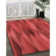 thumbnail image 3 of Ahgly Company Tapis d'Intérieur Rond Lavable en Machine Rouge Transitionnel, 5 Pieds Rond, 3 of 7