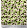 thumbnail image 1 of Soimoi Green Cotton Jersey Fabric Rose Flower Watercolor Print Fabric By the Yard 64 Inch Wide, 1 of 3