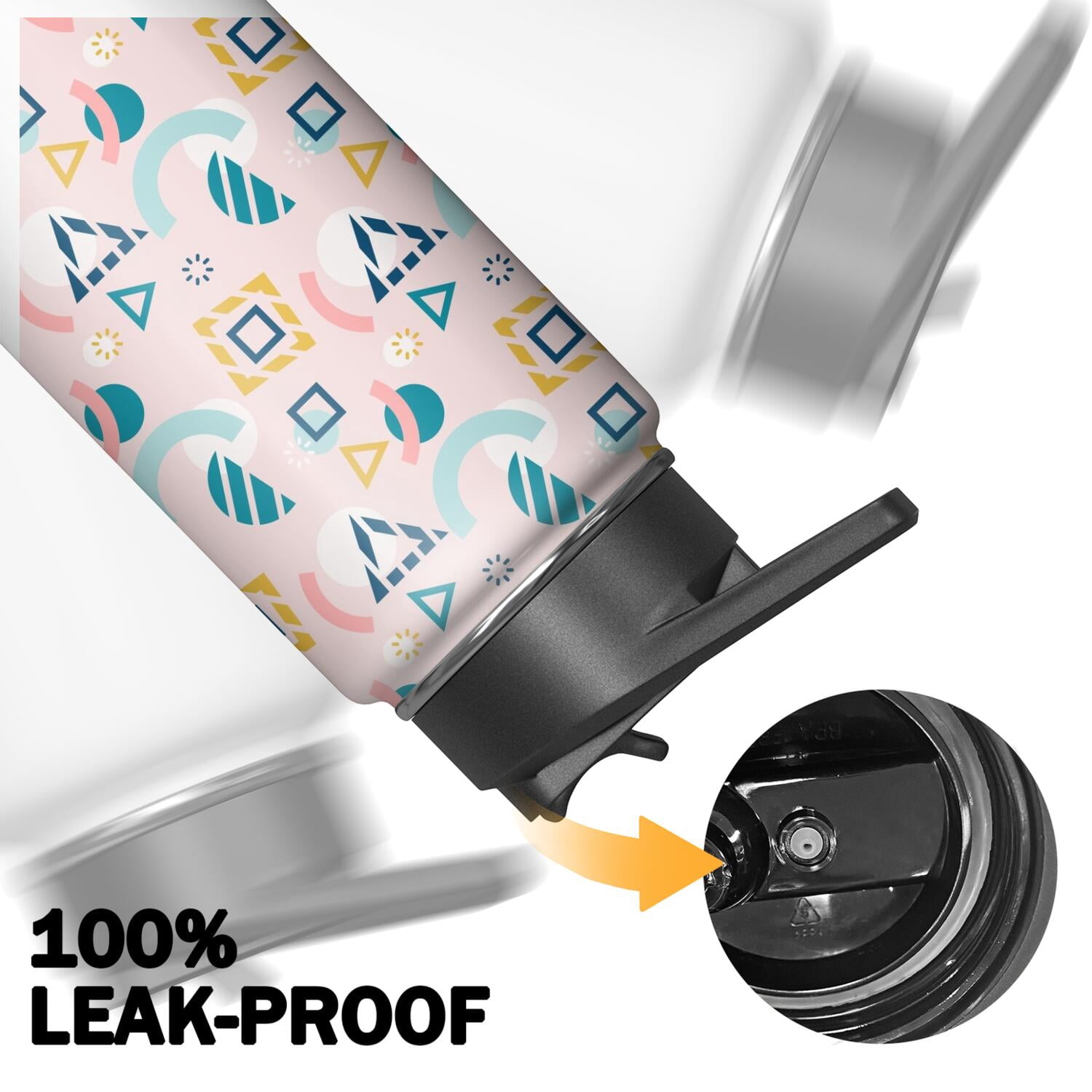 Modern 18 oz Insulated Stainless Steel Water Bottle with Straw & Cleaning Brush , Leakproof, BPA-Free, 304 Stainless Steel, Wide Mouth, Travel Mug for Car, Gym, Office