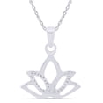 thumbnail image 4 of AFFY Natural Diamond Accent Outline Lotus Flower Pendant Necklace in 14k White Gold Over Sterling Silver, 4 of 7