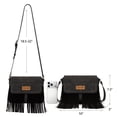 thumbnail image 4 of Wrangler Western Fringe Crossbody Bag for Women Suede Faux Leather Flap Purse Cowboy Tassel Handbag, Black, 4 of 9