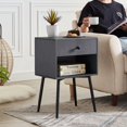 thumbnail image 3 of VECELO Set of 2 Nightstand with Drawer, Mid-Century Side End Table/Bedside Table for Bedroom, Living Room, Sofa Couch, Gray, 3 of 10