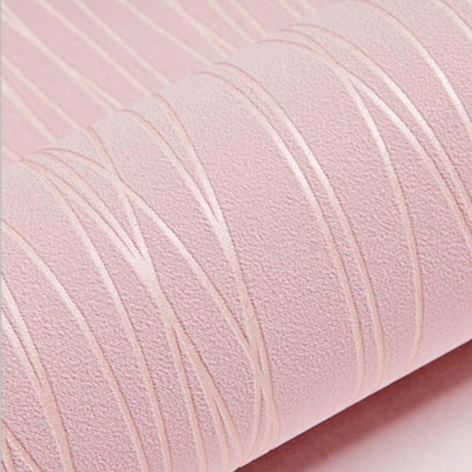 kchsji 53x1000cm Modern Non-Woven Wallpaper Roll Glitter Stripe Textured Flocking Striped Wallcoverings For Bedroom Living Room Pink