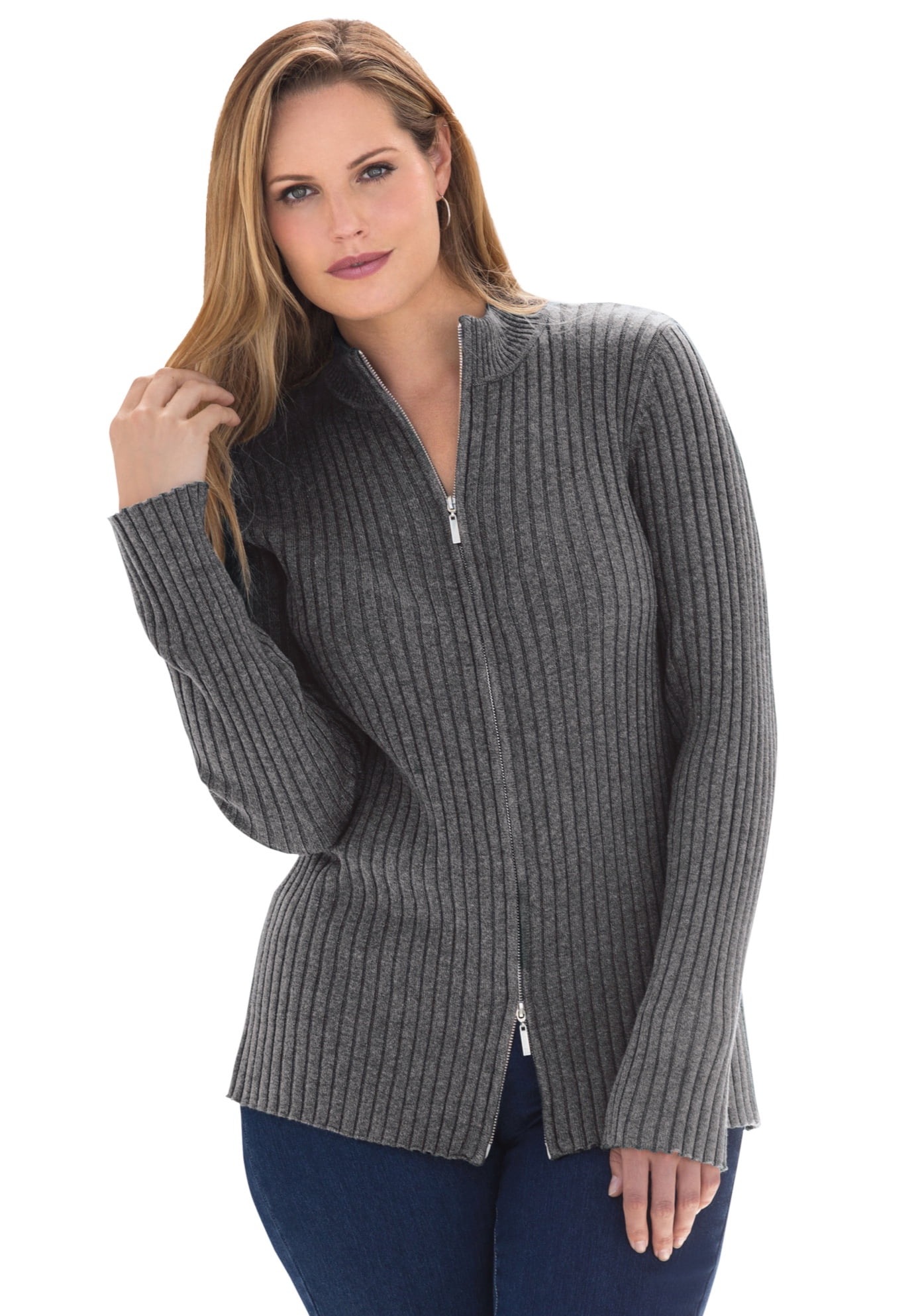 zippered cardigan sweater