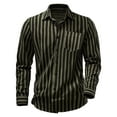 thumbnail image 3 of DDAPJ pyju Mens Casual Dress Shirt Long Sleeve Striped Button Down Shirts Regular Fit Untucked Shirt with Pocket Army Green XXL, 3 of 9