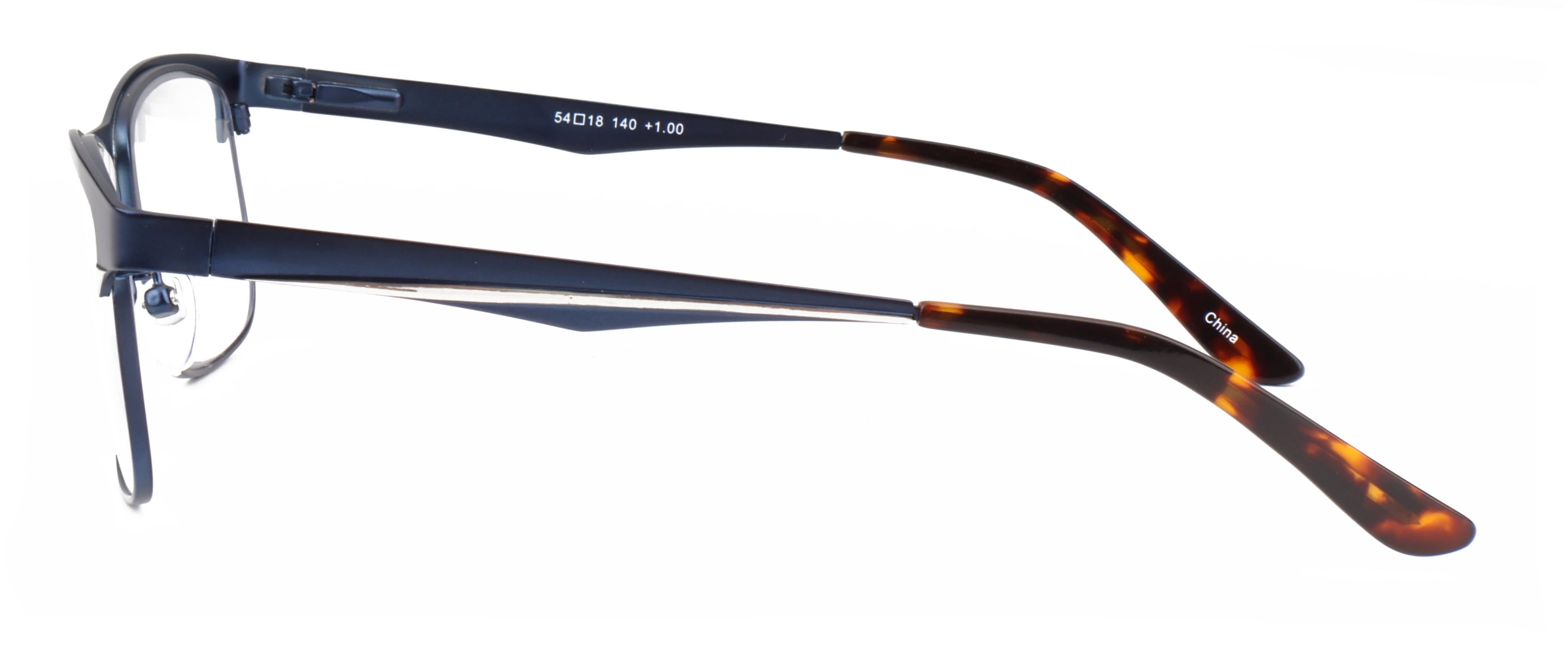 Men Large Metal Frame Clear Progressive Reading Glasses - Zero Power On Top - No Bubble 6035 +1.75