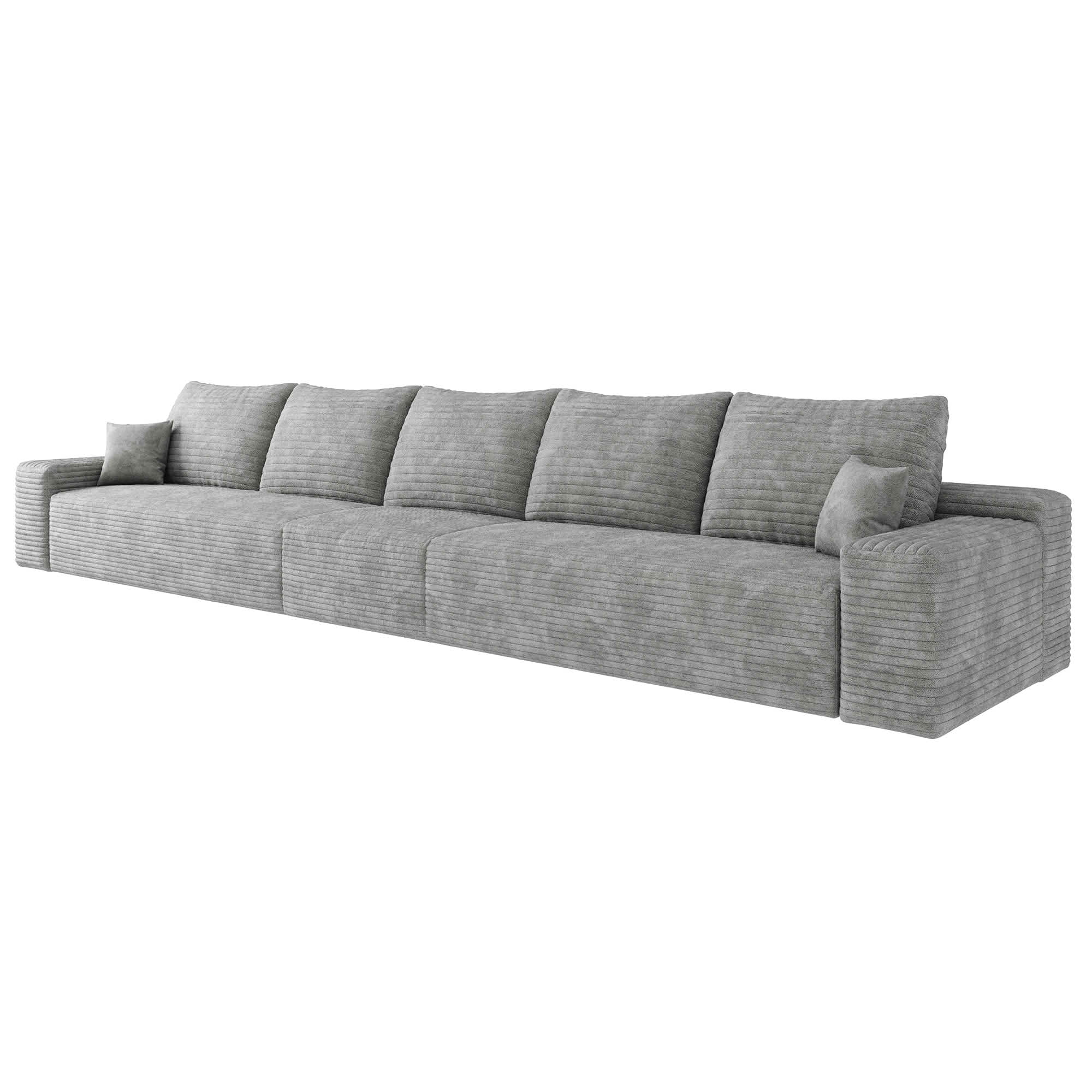 MAYEERTY 168" Cloud Sectional Couch, Deep Seat Modular Sofa, Plush Corduroy Fabric, No Assembly Required, Gray