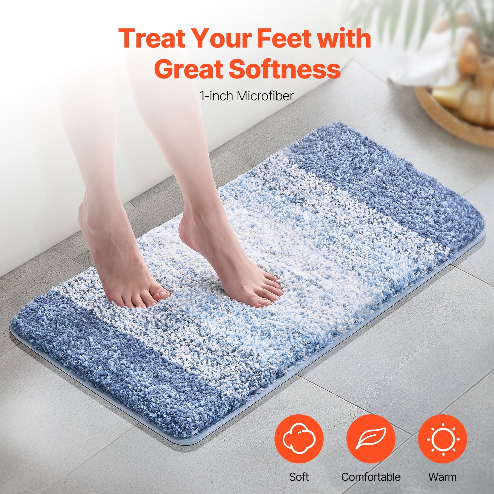 VEVOR Bathroom Rugs 30"x20" Bath Mat, Super Absorbent and Soft Microfiber Bathroom Mat with Non-Slip TPE Backing, Machine Washable and Quick Dry Bath Rugs, Bath Mats for Bathroom