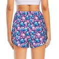 thumbnail image 2 of Lsque Blue Flower Skull Printed Women's Running Shorts with Liner Pockets,Elastic Quick Dry Workout Athletic Gym Yoga Shorts,Womens High Waist Shorts-Medium, 2 of 9