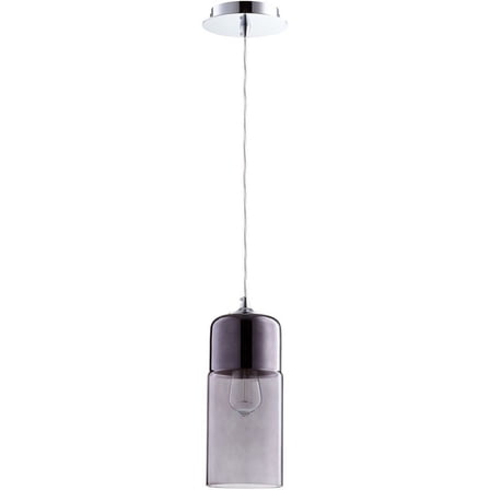 08547-Cyan lighting-Berdan - One Light Pendant - 5 Inches Wide by 14.5 Inches High-Chrome Finish-Smoke Glass Color