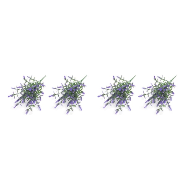 Injueey 2 uds lavanda artificial flor falsa plástico 7 puntas jardín planta ramo romántico autoensamblaje florero de Navidad púrpura Púrpura 2Conjunto