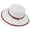 A_ White, variant on Womens Flat Crown Woven Fedora Hat with Adjustable Buckle Leather Trim for Summer Coastal Trip Garden Photo Session Patio Brunch Packable Anti-UV Vacation Headwear Black