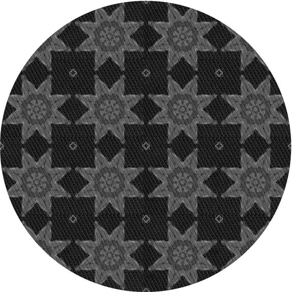 Ahgly Company Indoor Round Patterned Midnight Gray Area Rugs, 7' Round