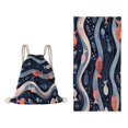 thumbnail image 2 of Hometravel Beach Towel Bag 2 in 1, Sand Resistant Microfiber Wearable Blanket Backpack, Quick Dry Towel Backpack for Camping Travel Swim, 2 of 9
