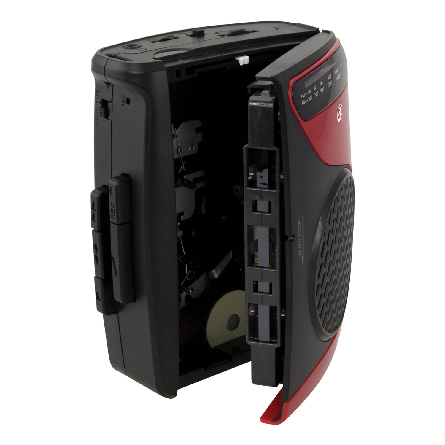 GPX Portable Cassette Player with AM/FM Radio, Red and Black