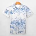 thumbnail image 3 of Modern Navy Blue White Watercolor Elegant Floral Men Zipper T-shirt Summer Casual Short Sleeve T-shirt Top, 3 of 7