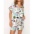 thumbnail image 2 of SheShow Country Music Silky Casual Short Sleeve Pajama Set for Women, White, L, 2 of 4