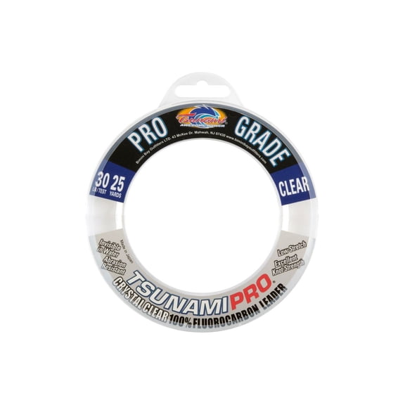 Tsunami Fluorocarbon Leader Fishing Line, 20 lb Test, 25 yd, Clear