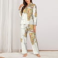 thumbnail image 2 of Lsque World Map 1 Pattern Long Sleeve Pajama Set for Women - Soft 2-Piece Sleepwear and Loungewear Set with Pockets, Comfy Nightwear-Small, 2 of 7