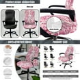 thumbnail image 4 of ZIATUBLES Axolotl Pink Flower 5 PCS Office Chair Cover Set Includes High Back Chair Stretch Slipcover with Armrest Cover, Tissue Box Organizer and 5 Compartments Remote Control Holder, S, 4 of 7