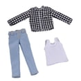 thumbnail image 4 of Camisa para Muñeco de 1/12 Escala Conjunto Casual Masculino con Pantalón Chaleco Y Camisa de Tela Duradera Adecuado para Adultos Y Exhibición de Colec cuadrícula blanca y negra, 4 of 8