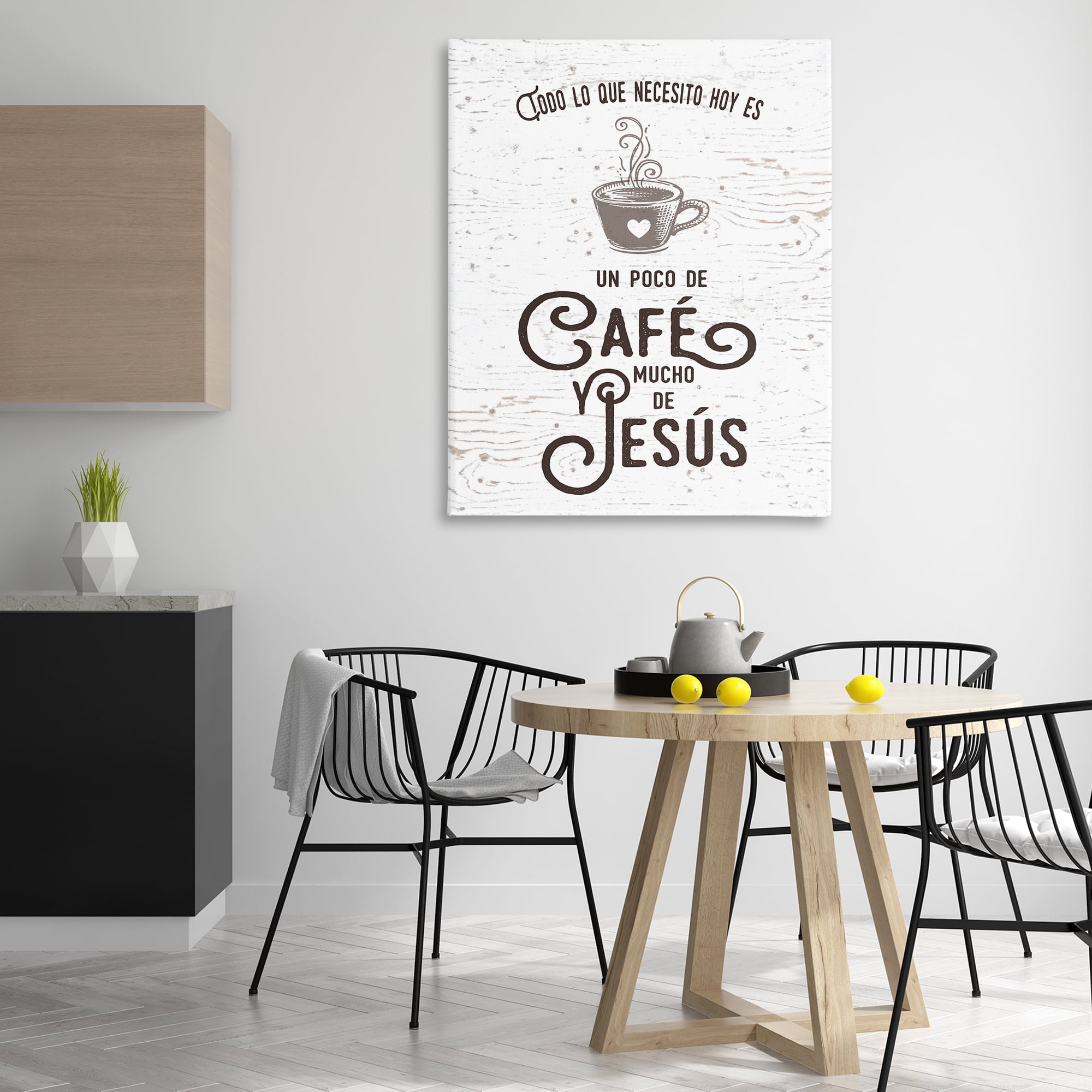 Stupell Industries Café y Jesús Religious Quotes and Sayings Painting Wrapped Canvas Art Print Wall Art, 36 x 48