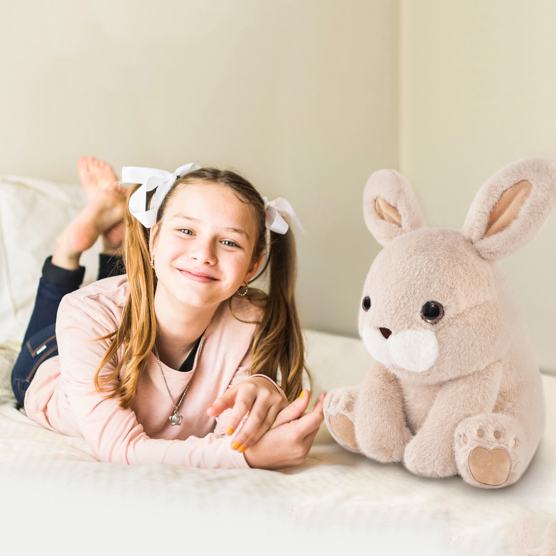 Niuniu Daddy 14"Bunny Weighted Stuffed Animals Sitting Plush Toy Anxiety Relief Sensory Toy for Kids Adults Birthday Easter Christmas Gift