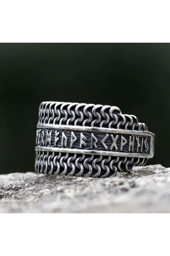 Stainless-Steel Viking Rune Rings for Men Punk Nordic Amulet Jewelry Gifts-8