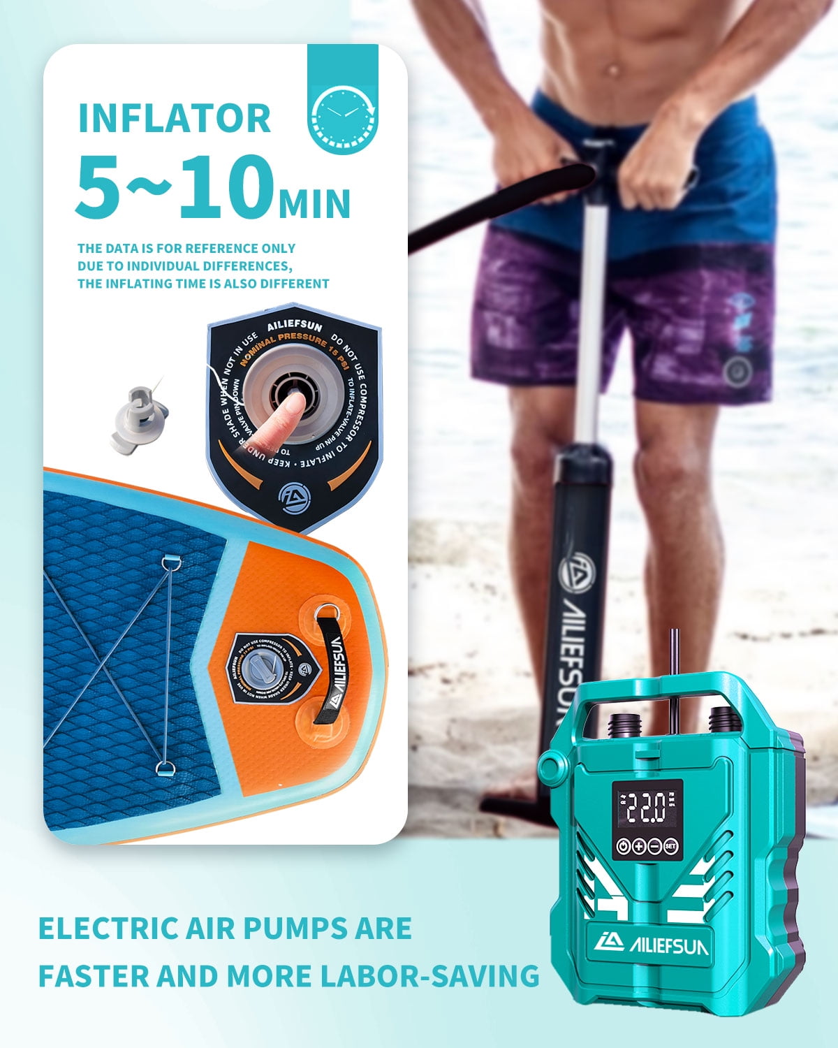 AILIFESUN with Electric Pump  10'6"*33" Stand Up Paddle Board Inflatable Stable Sup Board with Fishing Paddleboards Accessories for Adults Youth Wide Non-Slip Deck Surfboard