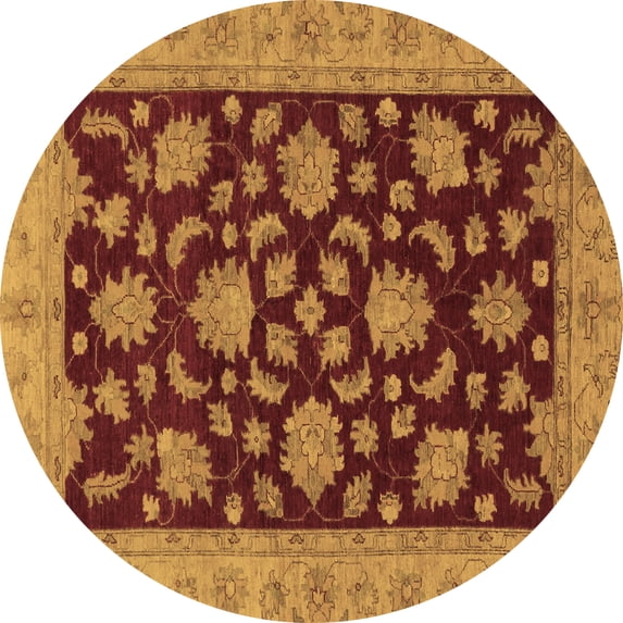 Ahgly Company Indoor Round Oriental Brown Traditional Area Rugs, 4' Round