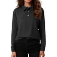 thumbnail image 3 of Girls Polo Shirt Collared Long Sleeve School Uniform Shirts Cute Girls Tops,Dark Gray,7-8 Years, 3 of 6