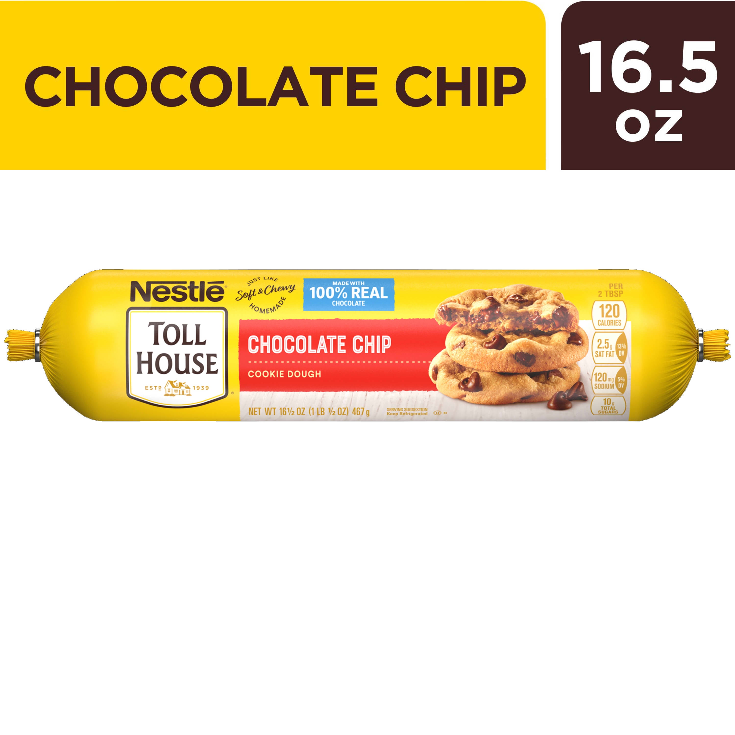 Nestle Toll House Chocolate Chip Cookie Dough Easy to Bake Christmas Cookies, 16.5 oz