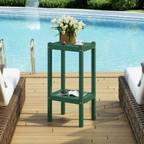 Costaelm Paradise 36" Outdoor Adirondack HDPE 2-Tier Patio Side Table, Dark Green