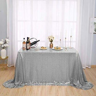 Efavormart 12"x108" Silver Sequin Mesh Schiffli Lace Table Runner ...